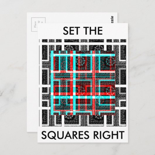 Kleurrijk Vierkant Maze geometrisch geruit patroon Briefkaart (Voorkant / Achterkant)