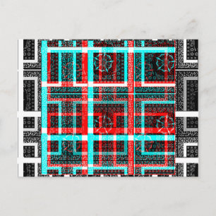 Kleurrijk Vierkant Maze geometrisch geruit patroon Briefkaart