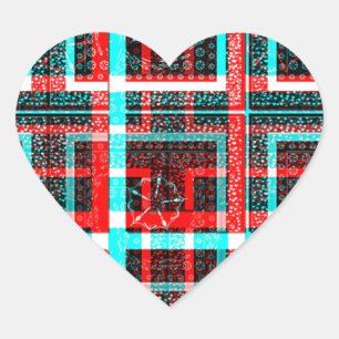Kleurrijk Vierkant Maze geometrisch geruit patroon Hart Sticker
