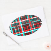 Kleurrijk Vierkant Maze geometrisch geruit patroon Ovale Sticker (Envelop)