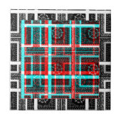 Kleurrijk Vierkant Maze geometrisch geruit patroon Tegeltje (Voorkant)