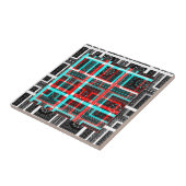 Kleurrijk Vierkant Maze geometrisch geruit patroon Tegeltje (Zijkant)