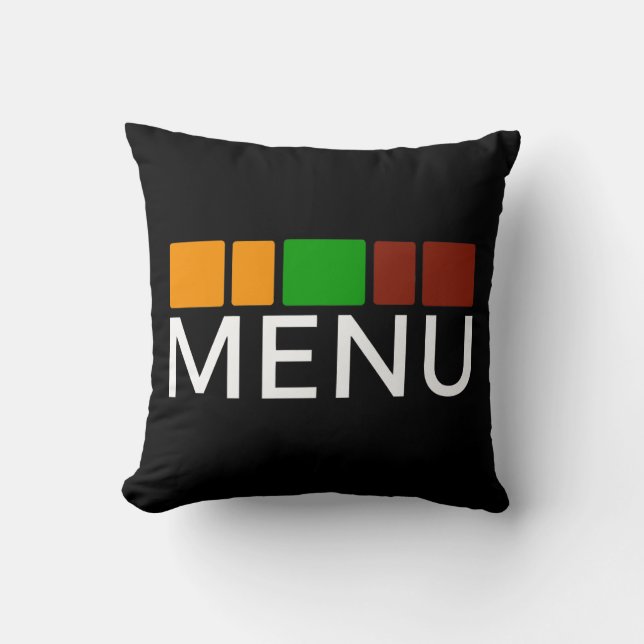 Kleurrijk Vierkant Menu Tekst Grafisch Kussen (Voorkant)