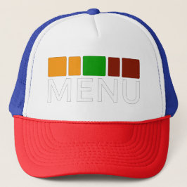 Kleurrijk Vierkant Menu Tekst Grafisch Trucker Pet