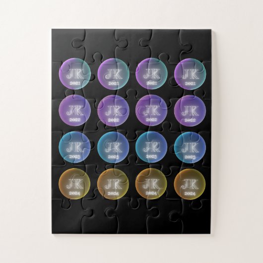 Kleurrijk vierkant ontwerp Logo Vier jaar puzzel (Verticaal)