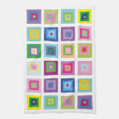 Kleurrijk vierkant patroon in mid-century modern s theedoek (Verticaal)