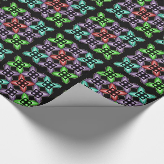 Kleurrijk vierkant patroon van optische illusie cadeaupapier (Hoek)