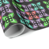 Kleurrijk vierkant patroon van optische illusie cadeaupapier (Rol Hoek)