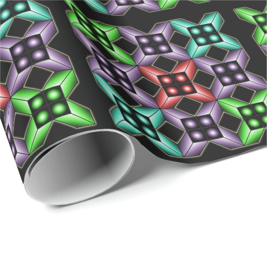 Kleurrijk vierkant patroon van optische illusie cadeaupapier (Rol Hoek)