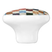 Kleurrijk vierkantskantelpatroon keramische knop (Zijkant)