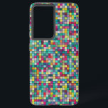 Kleurrijk vierkantsmozaïekgeometrisch patroon samsung galaxy hoesje<br><div class="desc">Kleurrijke kleine vierkantjes mozaïek naadloos geometrisch patroon.</div>