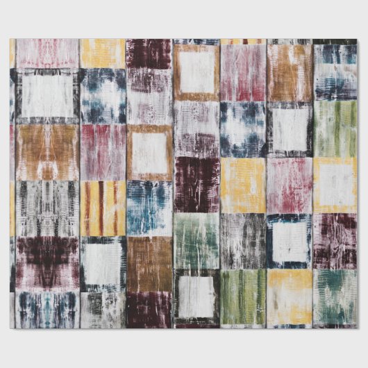 Kleurrijk vierkantspatroon cadeaupapier (Vlak)