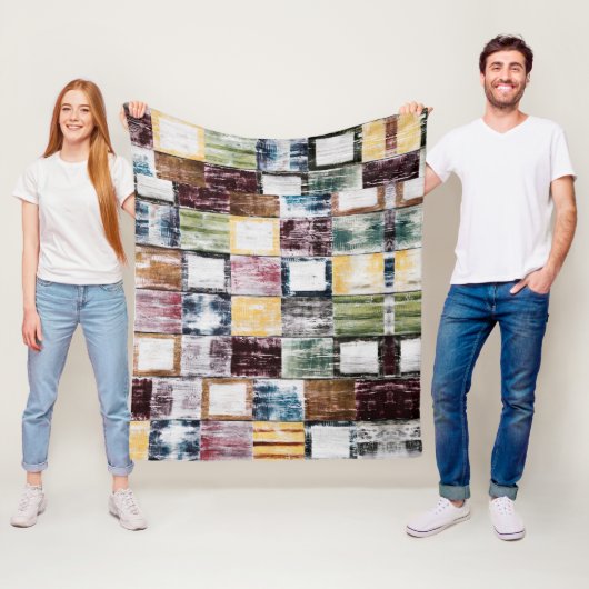 Kleurrijk vierkantspatroon fleece deken (In situ)