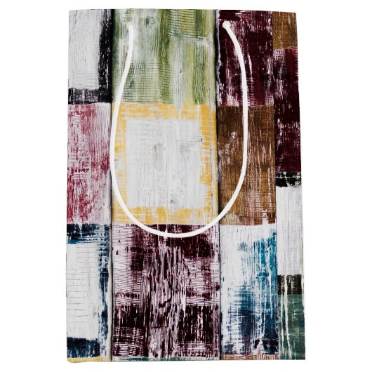 Kleurrijk vierkantspatroon medium cadeauzakje (Voorkant)