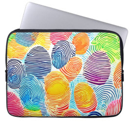 Kleurrijk vingerafdrukpatroon laptop sleeve