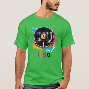 Kleurrijk Vintage 1990 Retro Vinyl DJ T-Shirt