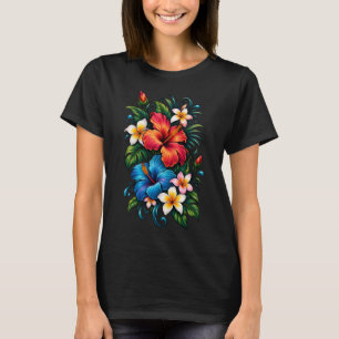 Kleurrijk vintage floreaal ontwerp dames t-shirt