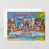 Kleurrijk Vintage Florida  Briefkaart (Voorkant / Achterkant)