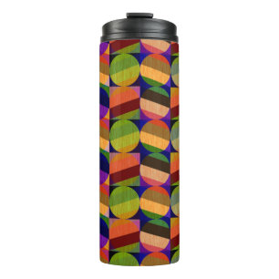 Kleurrijk vintage geïnspireerd patroon thermosbeker