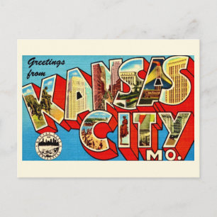 Kleurrijk Vintage Kansas City  Briefkaart