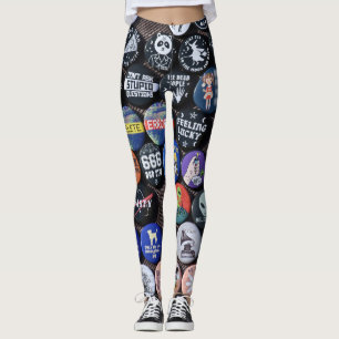 kleurrijk vintage retro badge collectie leggings