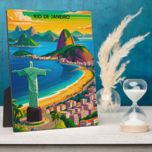 Kleurrijk Vintage Rio de Janeiro Cristo Redentor Fotoplaat