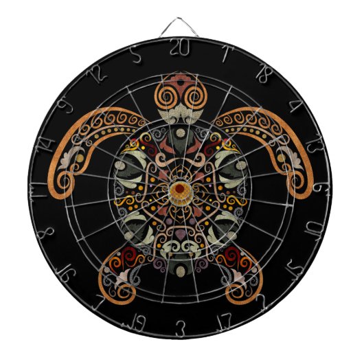 Kleurrijk vintage schildpad ontwerp dartbord (Voorkant)