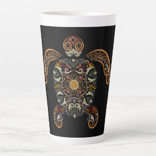 Kleurrijk vintage schildpad ontwerp latte mok