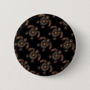 Kleurrijk vintage schildpad ontwerp ronde button 5,7 cm