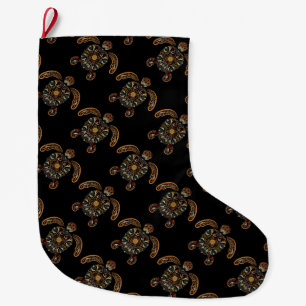 Kleurrijk vintage schildpadontwerp grote kerstsok