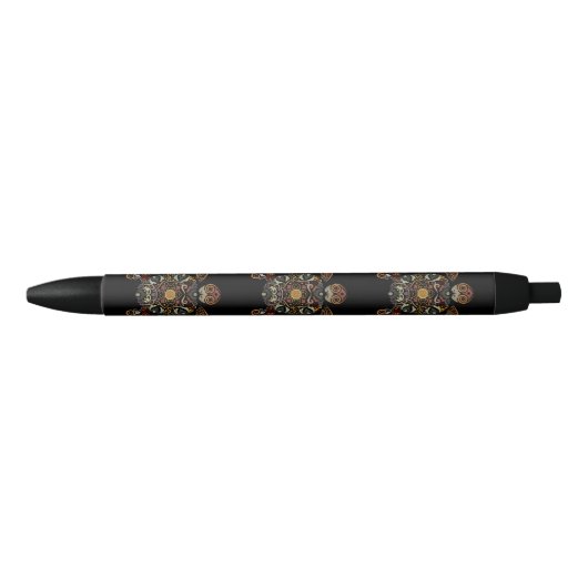 Kleurrijk vintage schildpadontwerp zwarte inkt pen (Voorkant)