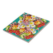 Kleurrijk Vintage Sleutelbloemen Bloem Lentepatroo Tegeltje (Zijkant)