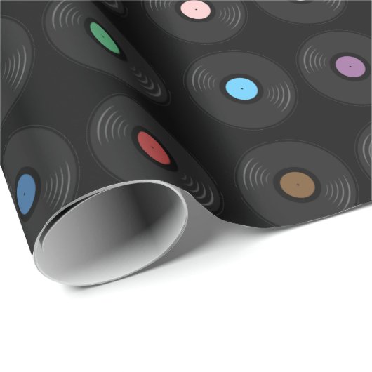 Kleurrijk vinylrecord klassiek cadeaupapier (Rol Hoek)