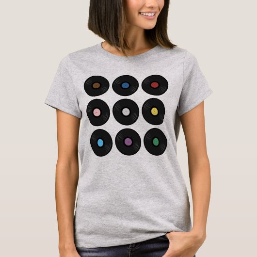 Kleurrijk vinylrecord klassiek t-shirt (Voorkant)