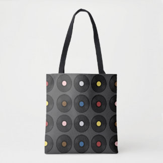 Kleurrijk vinylrecord klassiek tote bag