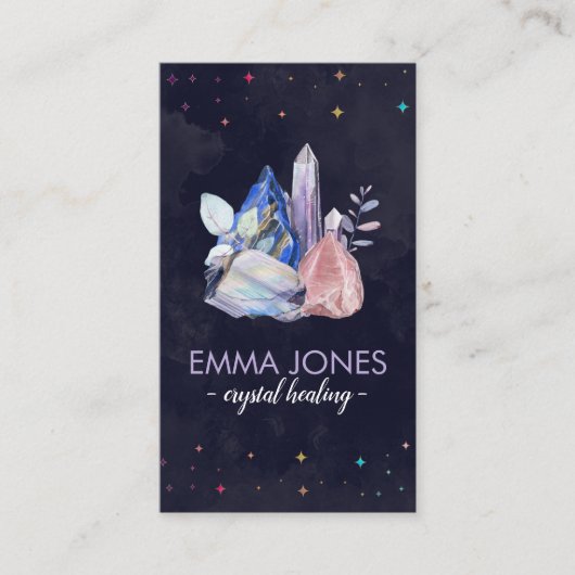 Kleurrijk Visitekaartje van Crystals Cluster (Voorkant)