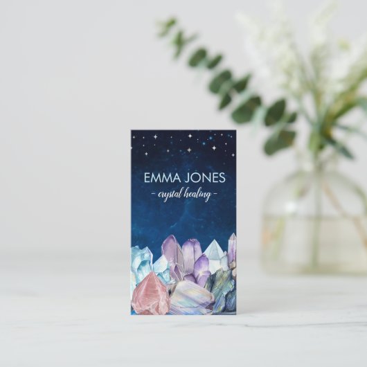 Kleurrijk Visitekaartje van Crystals Cluster (Staand voorkant)