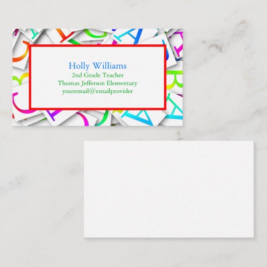 Kleurrijk Visitekaartje van de leraar (Voorkant / Achterkant)