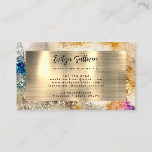 Kleurrijk Visitekaartje voor glitter en Waterverf (Achterkant)