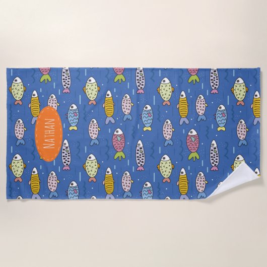 Kleurrijk vispatroon, aangepast aan Kinder Strandlaken (Voorkant)