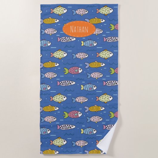 Kleurrijk vispatroon, aangepast aan Kinder Strandlaken (Voorkant)