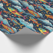 Kleurrijk vissenpatroon inpakpapier (Hoek)