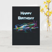 Kleurrijk Vliegtuig Vliegen, Luchtvaart Verjaardag Kaart (Gele Bloem)