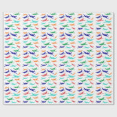 Kleurrijk vliegtuigpatroon cadeaupapier (Vlak)