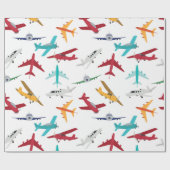 Kleurrijk Vliegtuigpatroon Cadeaupapier (Vlak)