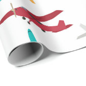 Kleurrijk Vliegtuigpatroon Cadeaupapier (Rol Hoek)