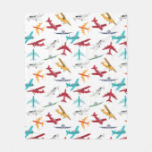 Kleurrijk Vliegtuigpatroon Fleece Deken (Voorkant)