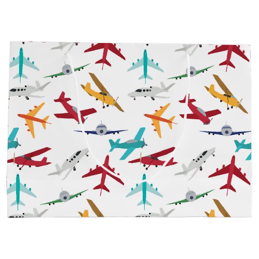 Kleurrijk Vliegtuigpatroon Groot Cadeauzakje (Achterkant)