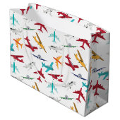 Kleurrijk Vliegtuigpatroon Groot Cadeauzakje (Achterkant Gekanteld)