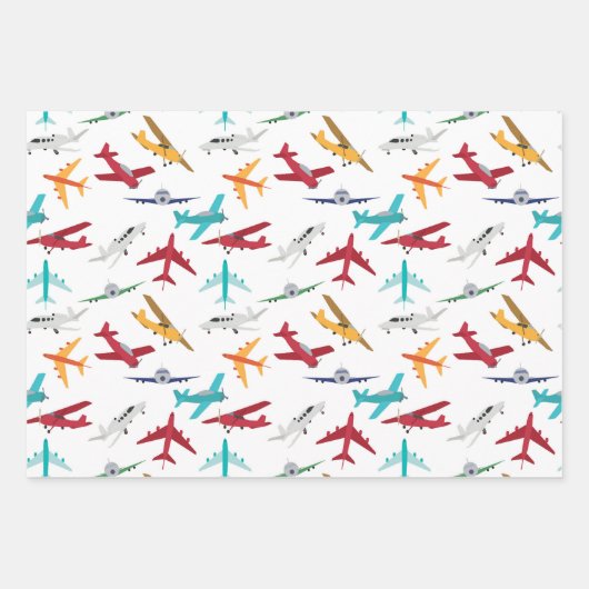 Kleurrijk Vliegtuigpatroon Inpakpapier Vel (Voorkant)